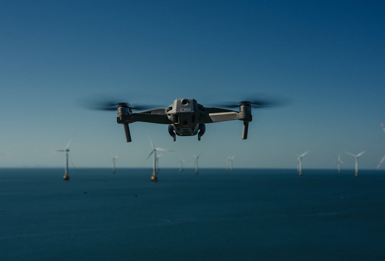 Close-up of a Drone Flying above the Sea